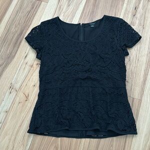 Ann Taylor lace peplum shirt. Black. Size small.